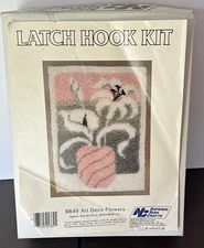National Yarn Crafts Latch Hook Kit R849 Art Deco Flowers 20 x 27