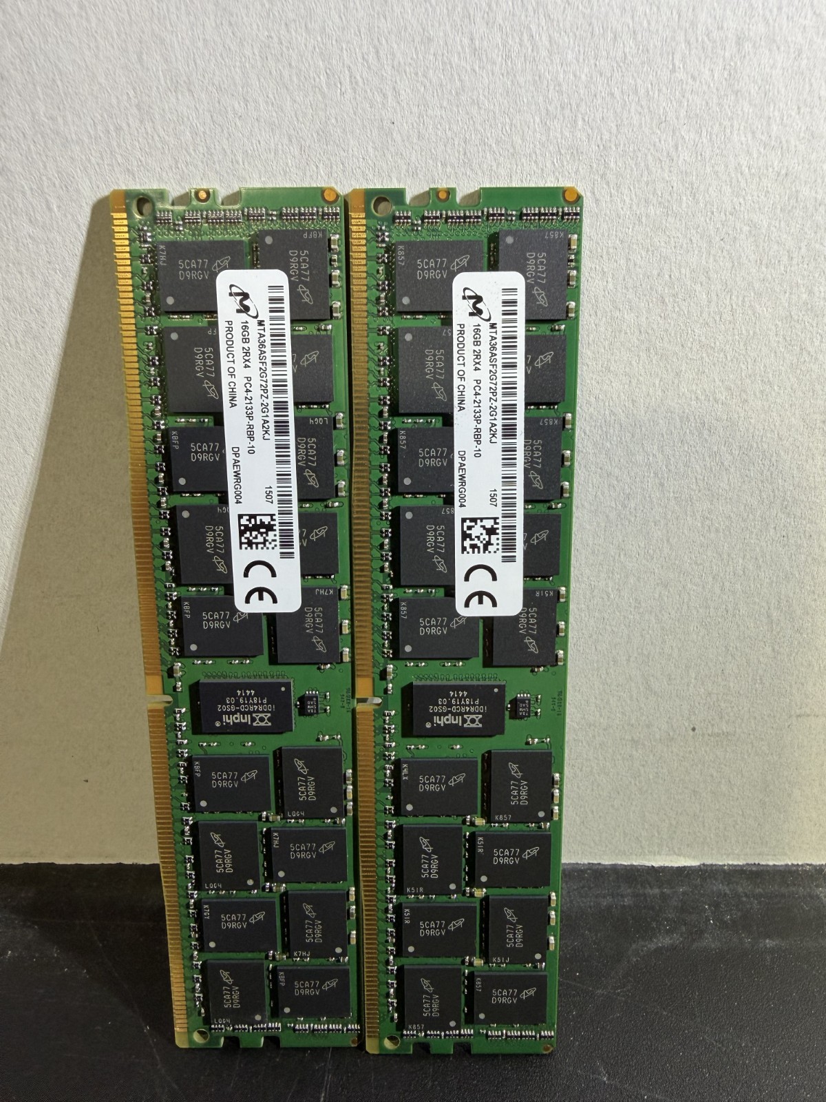 Lot of 2 Micron 16GB DDR4-2133 PC4-17000 ECC RDIMM RAM MTA36ASF2G72PZ-2G1A2