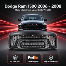 Us Stock Matte Black Front Grill For Dodge Ram 1500 2006-2008 W Led Fedex Ship Us Stock Matte Black Front Grill For Dodge Ram 1500 2006-2008 W Led Fedex Ship