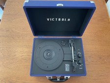 Victrola Briefcase Vinyl Record Player with Speakers in Royal Blue
