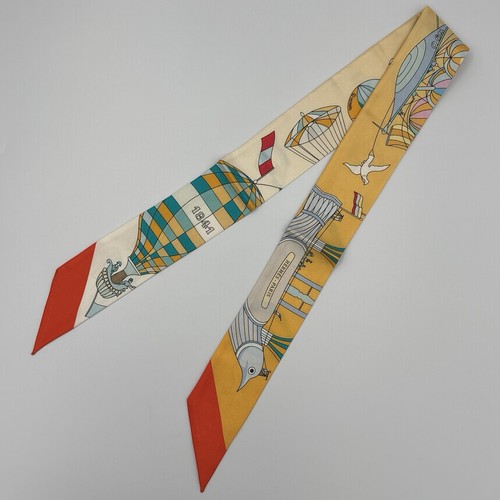 Hermes Les Folies du Ciel Twilly Scarf Yellow Multicolor Silk