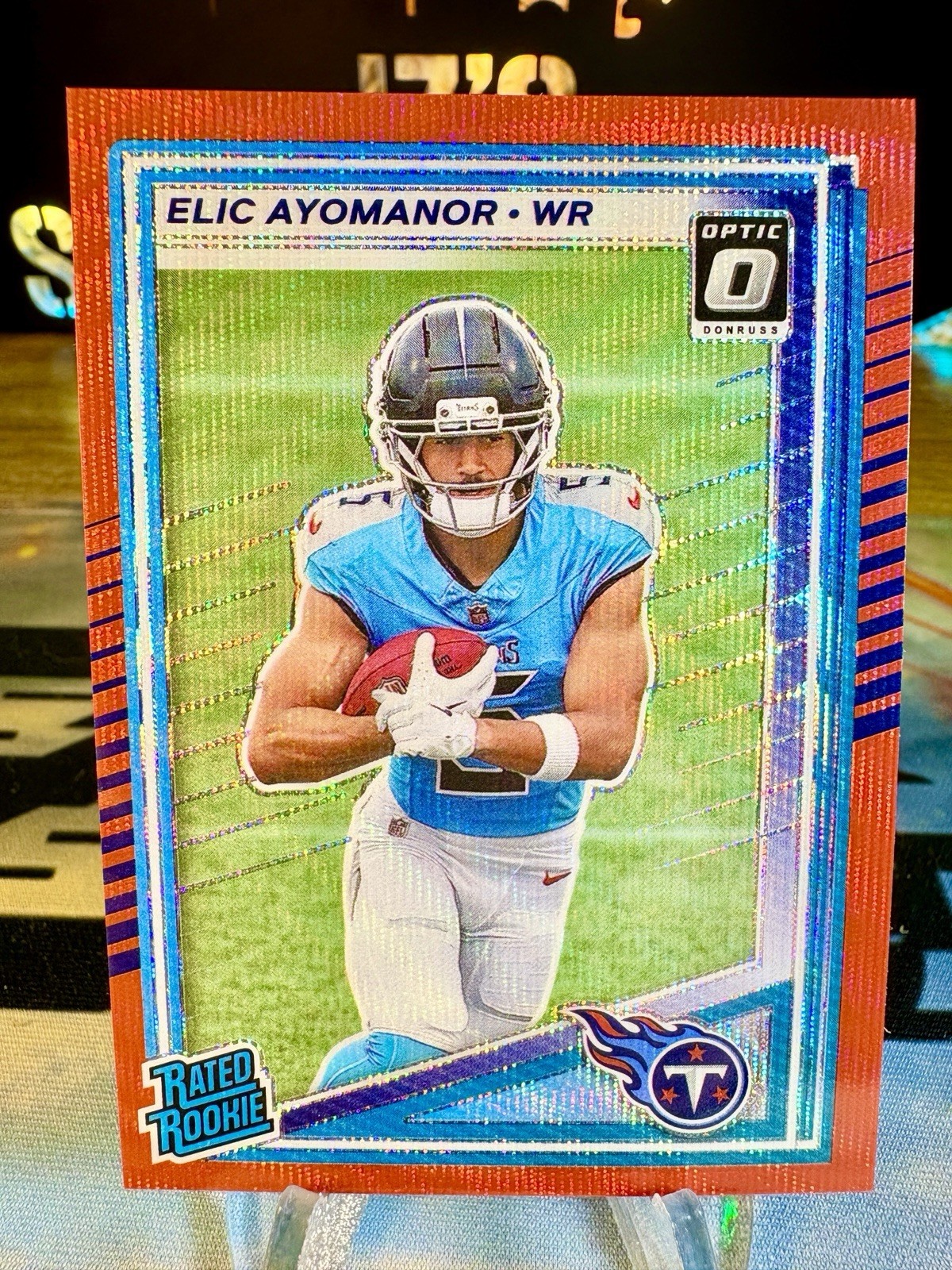 2025 Elic Ayomanor Panini Donruss Optic Preview Red Wave Prizm Rated Rookie #339