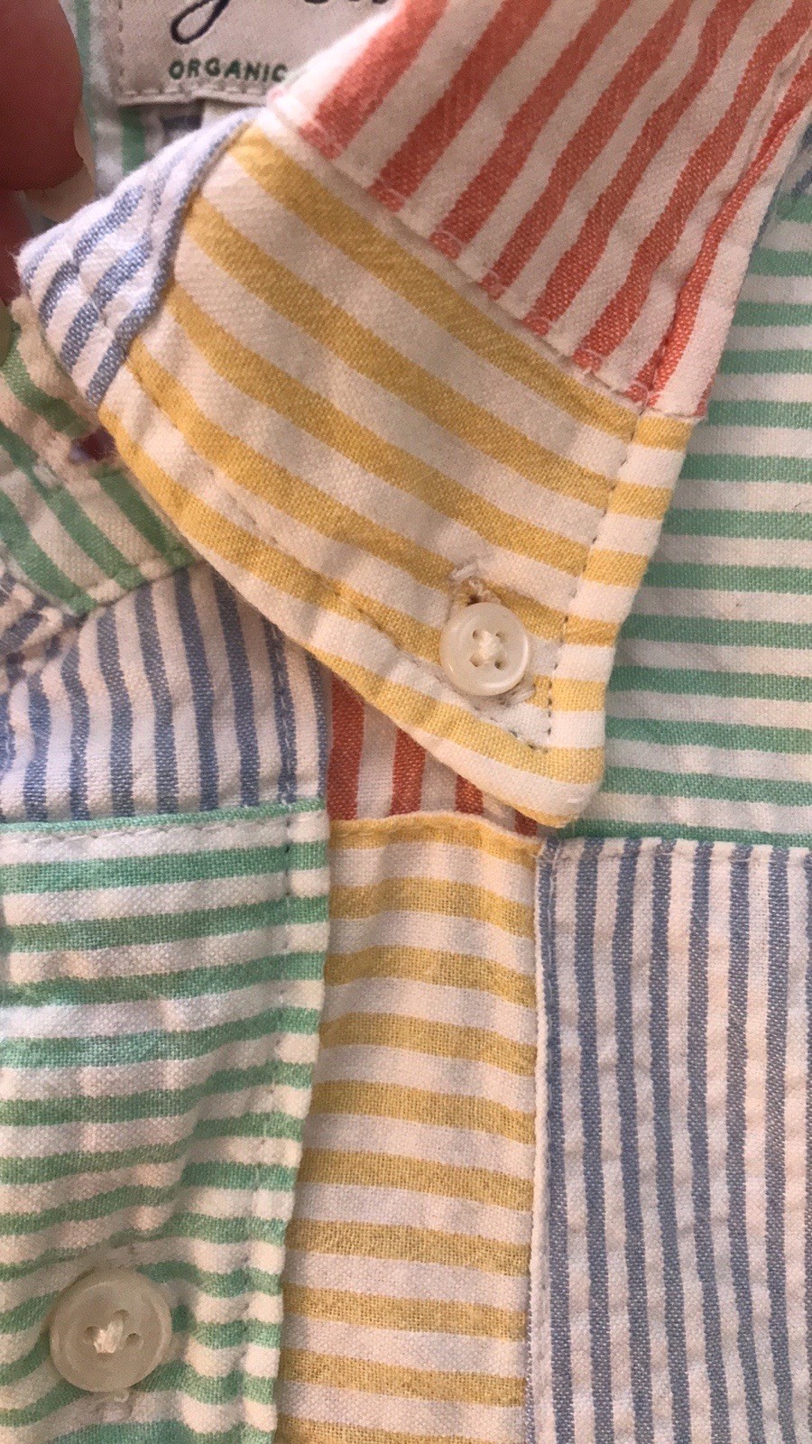 J. Crew Seersucker Patchwork Button Down Blue Yel… - image 5