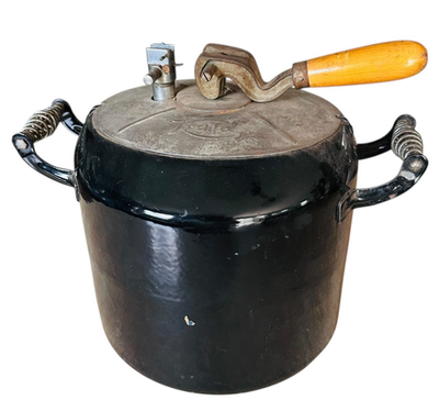 #ad Vtg Kochfix cast iron amp; blue Enamel Pressure cooker 1930#x27;s $78.39