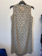 Women’s Beige Black Spot Print Sleeveless Shift Dress UK 16  Lined WorkOccasion