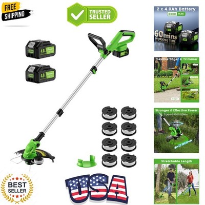 20V 12'' Cordless String Trimmer With 2 X 4.0ah Battery and Charger, Electric ...