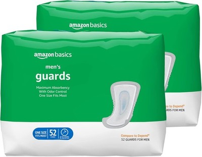 Amazon Basics 104 Pack Guards White Men's  Incontinence Guards