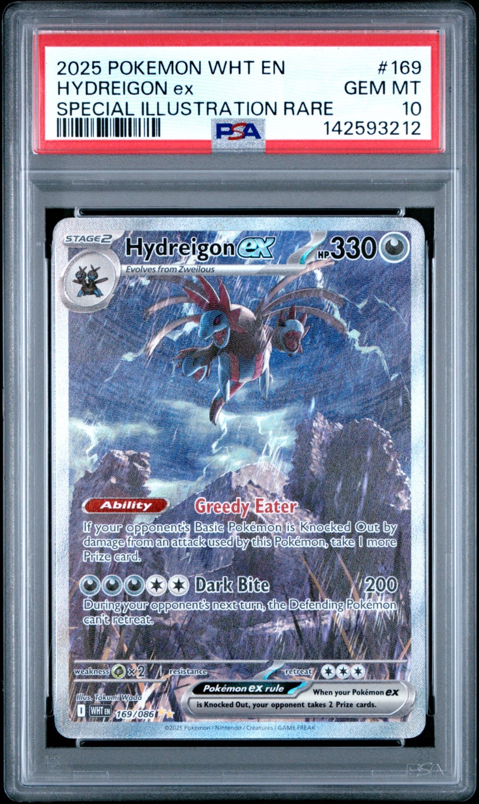 2025 Pokemon White Flare Hydreigon ex #169/086 Special Illustration Rare PSA 10