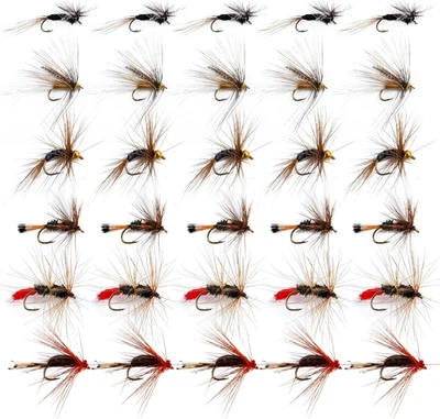 30pcs Fly Fishing Flies Kit Dry Wet Nymph Lures Assortment for Trout Bass