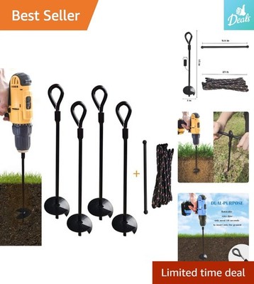 4-Pack Heavy Duty 15-Inch Ground Anchors - Secure Your Outdoor Essentials