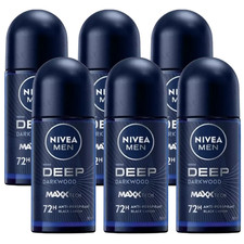 6 x NIVEA Men Deep Darkwood Roll-On Deodorant Anti-Perspirant Fresh 50ml
