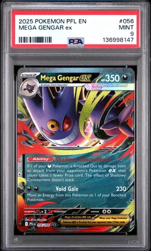 2025 POKEMON PFL EN-PHANTASMAL FLAMES #056 MEGA GENGAR EX PSA 9