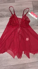 Romwe Size XS Women’s Red Lingerie Nightie Lace Sheer Sexy New W Tags 