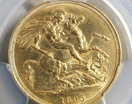British 2 pound gold coin Queen Victoria 1893 PCGS AU58 - Image 4 of 4