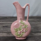 Vintage Roseville Pottery Pitcher Vase Pink Floral Art Pottery USA 1930s 6"