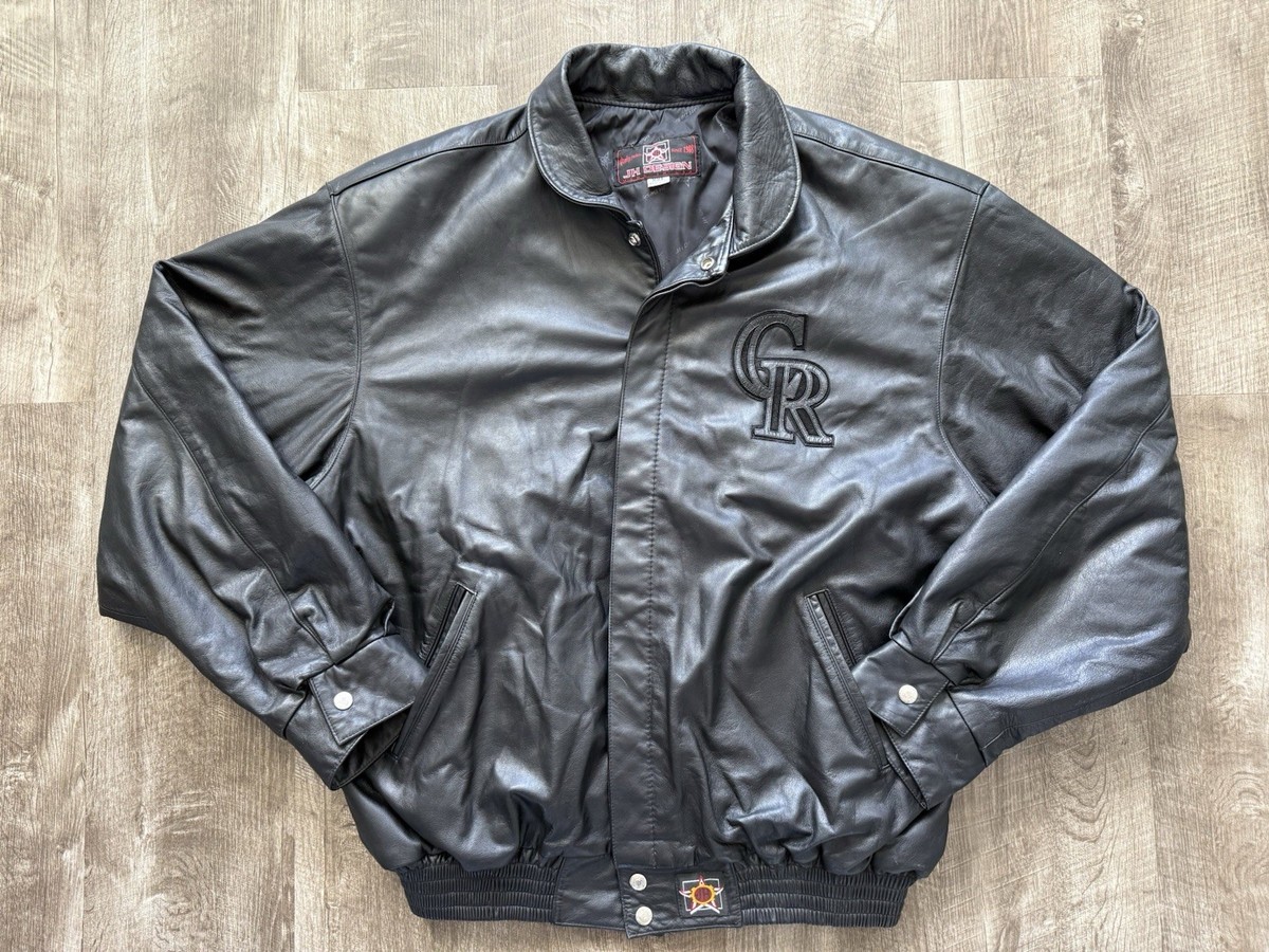 Vtg Jeff Hamilton Colorado Rockies Jacket Large Black Leather MLB