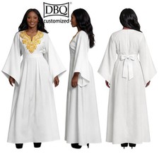 African Dresses for Women Tailor Made Gold Embroidered Belt Closure Maxi Dress