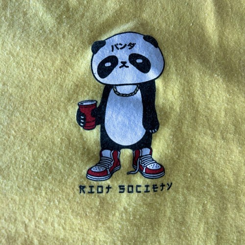 Riot Society Panda Logo Graphic Crewneck T-Shirt Cotton Yellow Youth Size XL - Picture 2 of 6