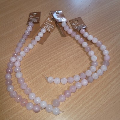 LOT of 4 BEAD LANDING  ROSE QUARTZ  Strands Round 10mm Semi-precious Stones New