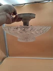 Vtg. MCM Art Deco Semi Flush Mount Glass Ceiling 2-Bulb Light Fixture Starburst