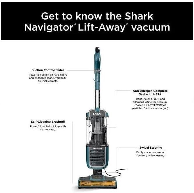 Shark ZU55 Rotator Pet Plus Vacuum with Self-Cleaning Brushroll, Green