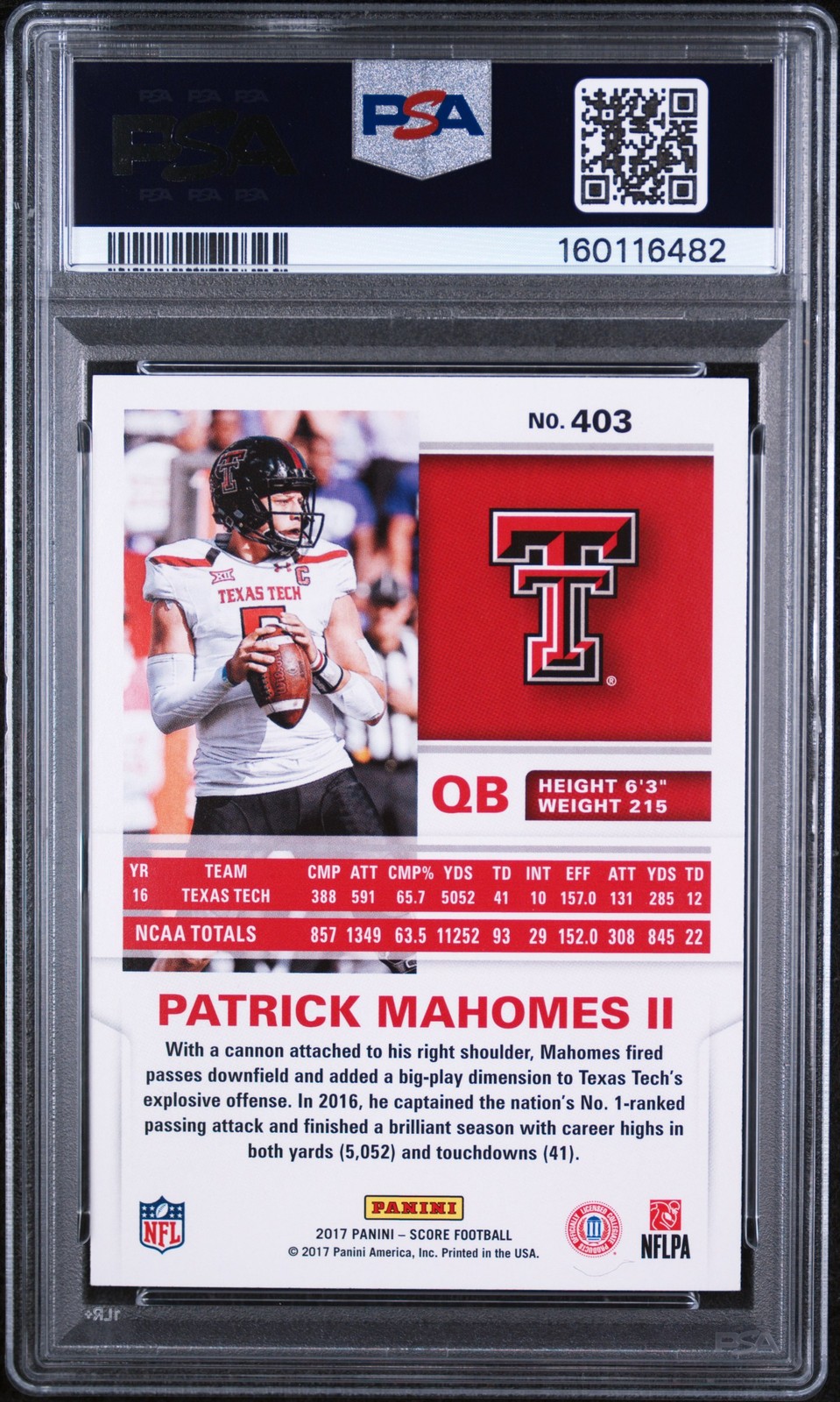 2017 PANINI SCORE #403 PATRICK MAHOMES II ROOKIE RC PSA 10 view 2
