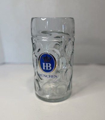 Hofbrau munchen HB 1L german Beer Stein Dimpled Glass MaBkrug Oktoberfest Mug