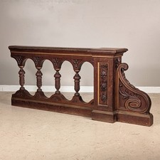 Antique Carved Oak Balustrade Rail Panel Gothic French Church Architectural