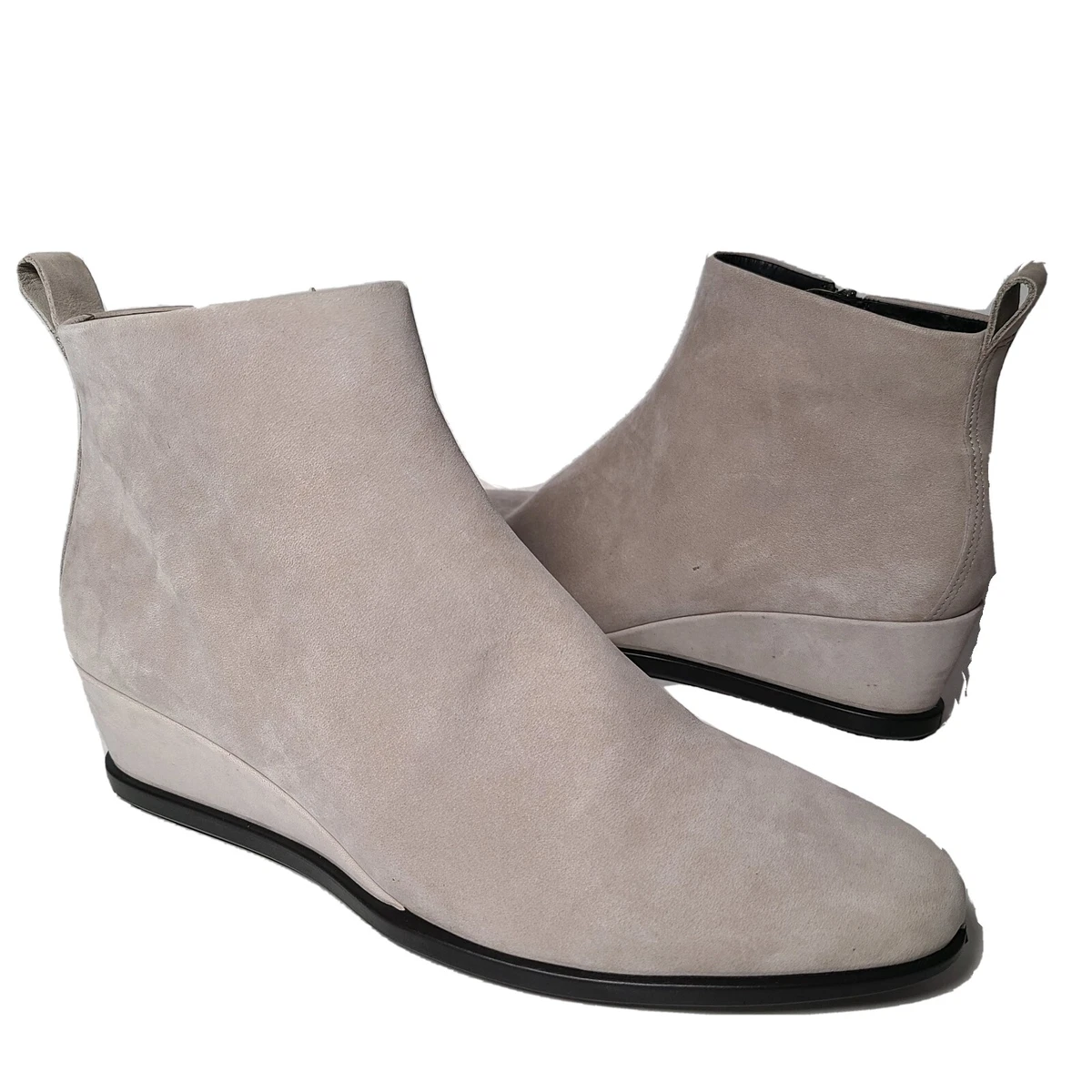 ECCO Womens Ankle Boots Shape 45 Grey Nubuck low wedge zipper sz 9 9.5 40 new
