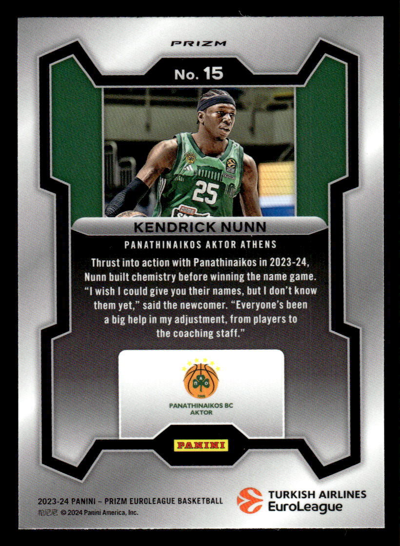 Kendrick Nunn 2023-24 Panini Prizm Turkish Airlines EuroLeague #15