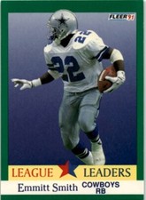 1991 Fleer #418 Emmitt Smith COWBOYS HOF'er LEAGUE LEADERS football card