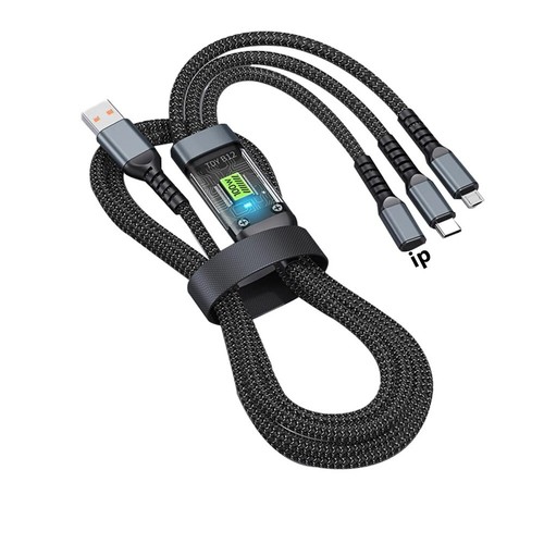 Cavo Caricatore 100W 5A 3 in 1 Telefono Caricatore Rapido Cavo Trasmissione Dati - Foto 7 di 12