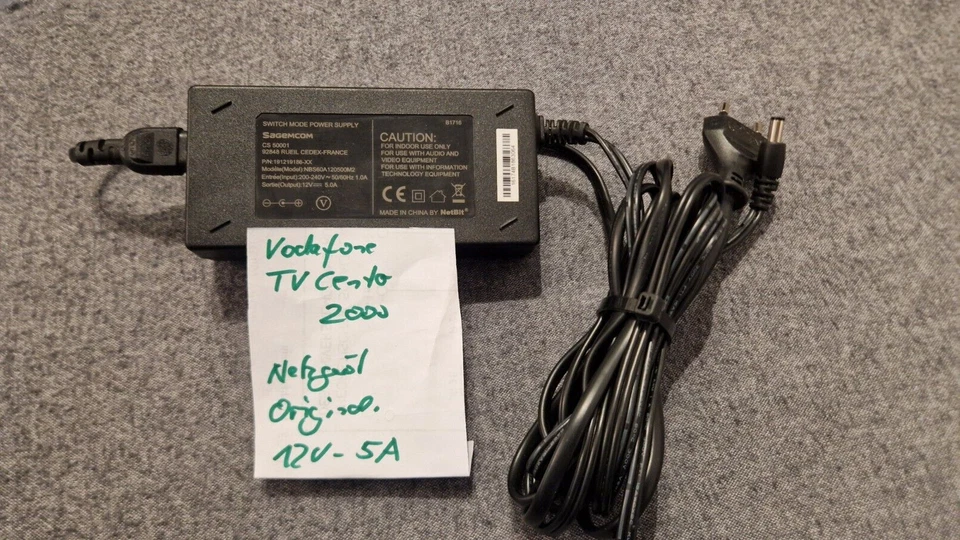 Netzgerät Original für Vodafone TV Center 2000 - 12V_5A "CS 50001 - Sagemcom" - Bild 3 von 4