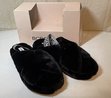 BCBGeneration, Womens Size 11M, Soffi, Slingback Black Slipper in Faux Fur. NEW