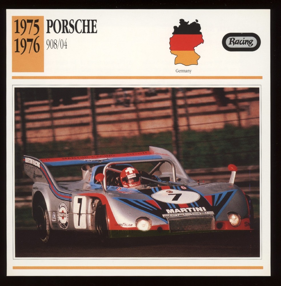 1975 1976  Porsche  908/04  Racing  Classic Cars Card