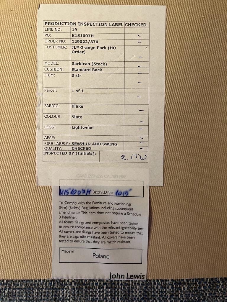 John Lewis Barbican Sofa Large 3 Seater eBay