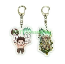 Set of 2 Dr. Stone Anime Acrylic Keychain Senkuu Ishigami, Taiju Ooki, Yuzuriha