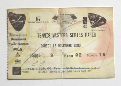 TENNIS MASTERS SERIES Billet ticket stub FRANCE Paris BERCY 18/11/2000
