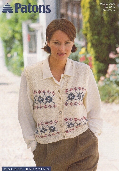 2225 Ladies Waistcoat Knitting Pattern In DK To Fit Bust 28-42"" (71-107 cm)