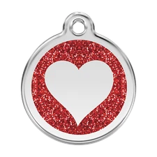 Dog Cat Pet - Red Dingo - Dog ID Tag Charm - Lifetime Guarantee - Glitter Heart