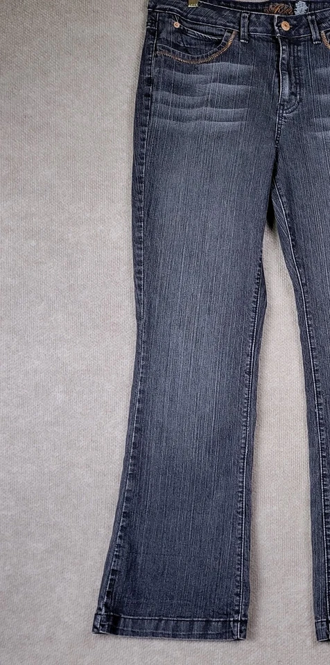 KIKIT Jeans Women's 10 Straight Black Charcoal Wash Embroidered Pockets Casual - Image 3 of 4