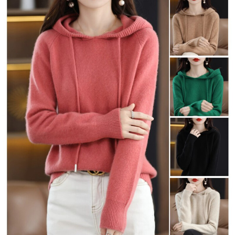 Damen Gestrickt Kapuzenpullover Kunst Kaschmir Pullover Slim Top Unterhemd