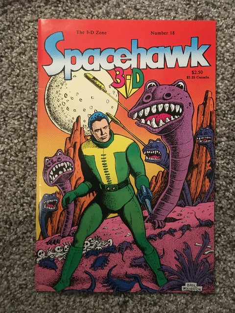 THE 3-D ZONE # 18 SPACEHAWK FINE/VF 3-D GALSSES ATTACHED BASIL WOLVERTON