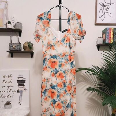 knee length dresses for ladies Sail to Sable Falling Floral Smocked Waist Midi Dress Falling Floral Print / XXS / F25172 main image 1