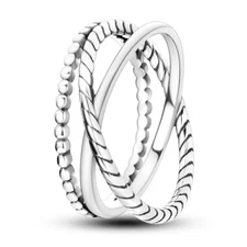 MULA European 925 Sterling Silver Finger Ring Twist Cross Women Birthday Jewelry