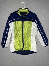 VTG Nike Jacket Womens Small Full Zip Retro Windbreaker Green Blue Logo Running