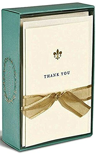 GRAPHIQUE DE FRANCE Boxed thank you cards with Gold Foil Fleur de Lis - Box of 10 cards & envelopes
