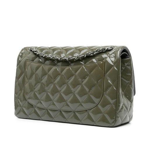 Authenticated Chanel Jumbo Classic Patent Double Flap Green - Picture 2 of 11