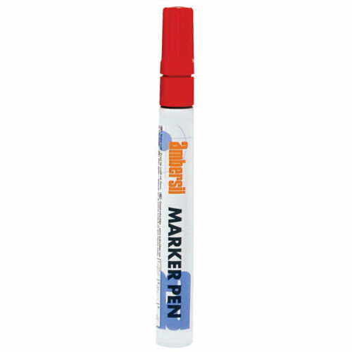 Pack Of 9 Ambersil Red Acrylic Paint Marker Pen 3mm Fibre Nib 20387