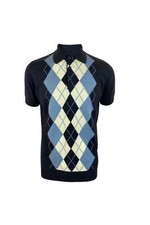 Vintage Herren Polo-Shirt Argyle-Strick  Polo Baumwolle Retro Mode Neu
